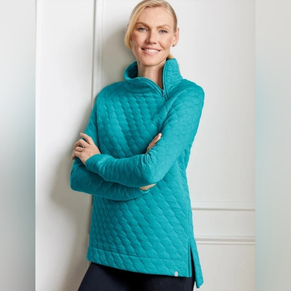 Talbots Jackets & Blazers - NWT T by Talbots Asymmetrical Zip Quilted Pullover Turquoise/Teal